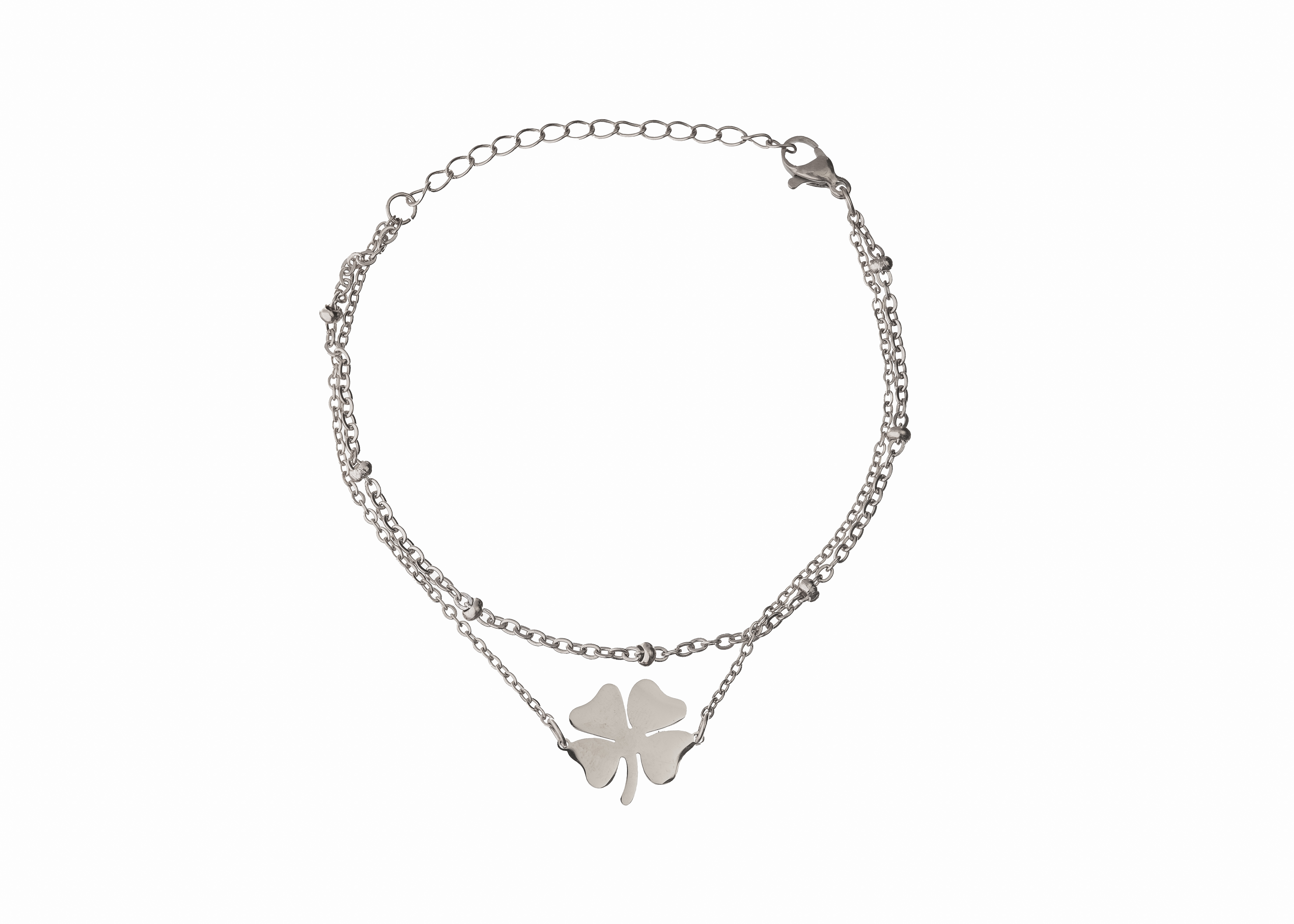 Narukvica-DOUBLE-FOUR-LEAF-SILVER-